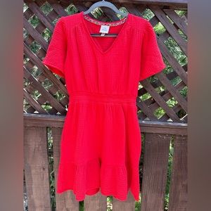 Red dress with pockets